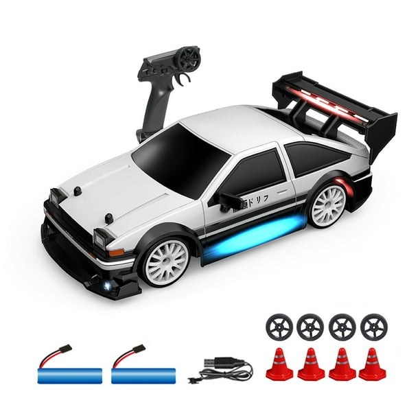 CAR 2.4GHz Control Remoto Drift Car 1:24 30 km/h Alta Velocidad Controlado Remoto Vehículo 4WD Con Luces Delanteras Luces Inferiores Luces de Ala Trasera Ruedas