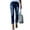Dark Blue, variant on Women's Mid Rise Distressed Straight Leg Jeans with Raw Hem, Classic Blue Denim Casual Pants for Everyday Wear