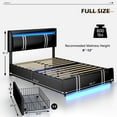 thumbnail image 6 of Full Size Bed Frame with LED Headboard Footboard & USB Charging Ports, Faux Leather Upholstered Platform Bed with 4 Drawers for Bedroom Storage, Black, 6 of 9