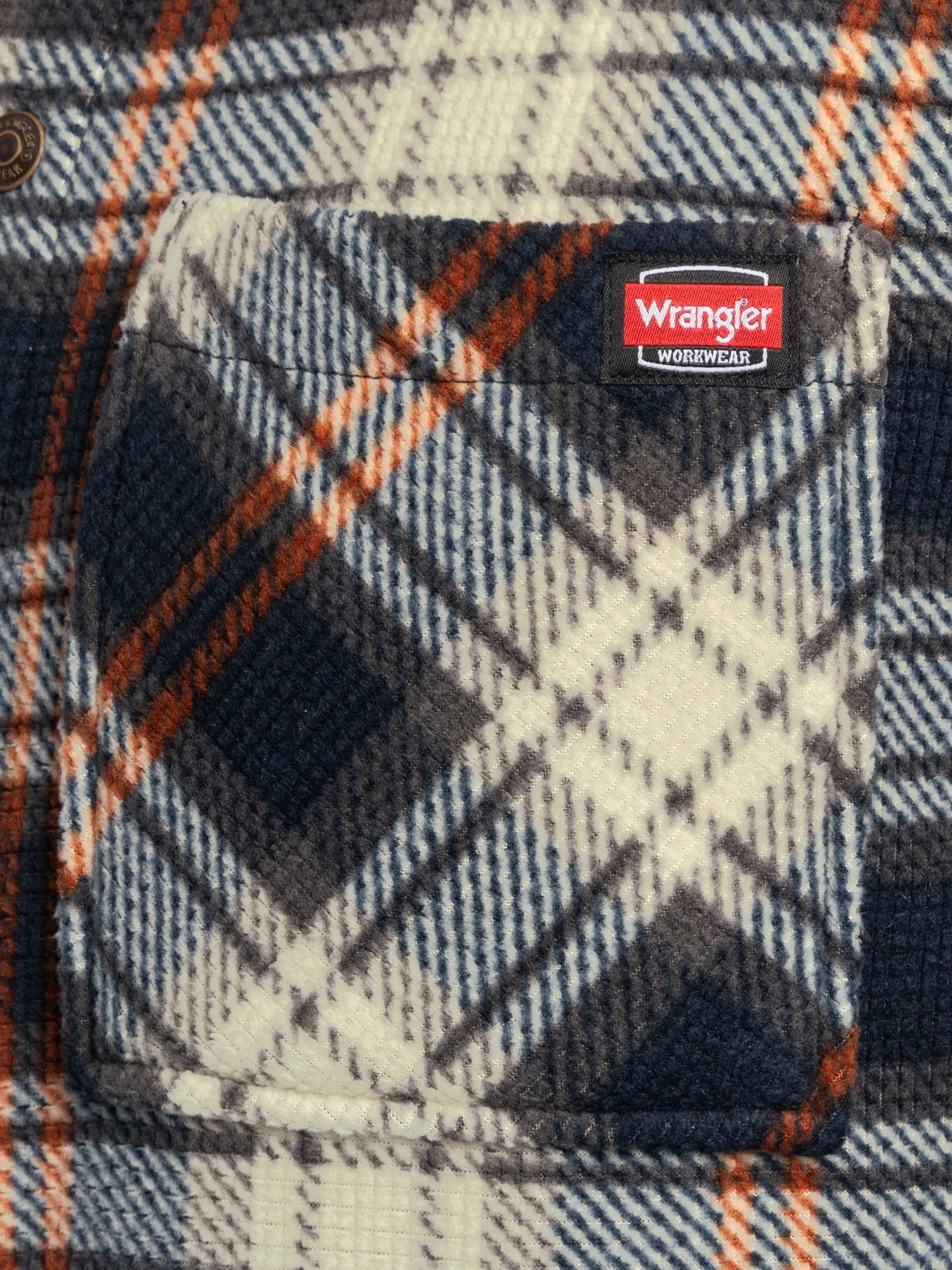 Wrangler Workwear Men's Button-up Bonded Flannel Texture Long Sleeve Overshirt, Size S-3XL