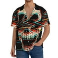 thumbnail image 3 of Xecao offers the Glitch Screaming Skull for Men's Casual Short-sleeved Shirt, a button-up collared shirt with a pocket, perfect for beach vacations and yacht travel in the XX-Large size., 3 of 7