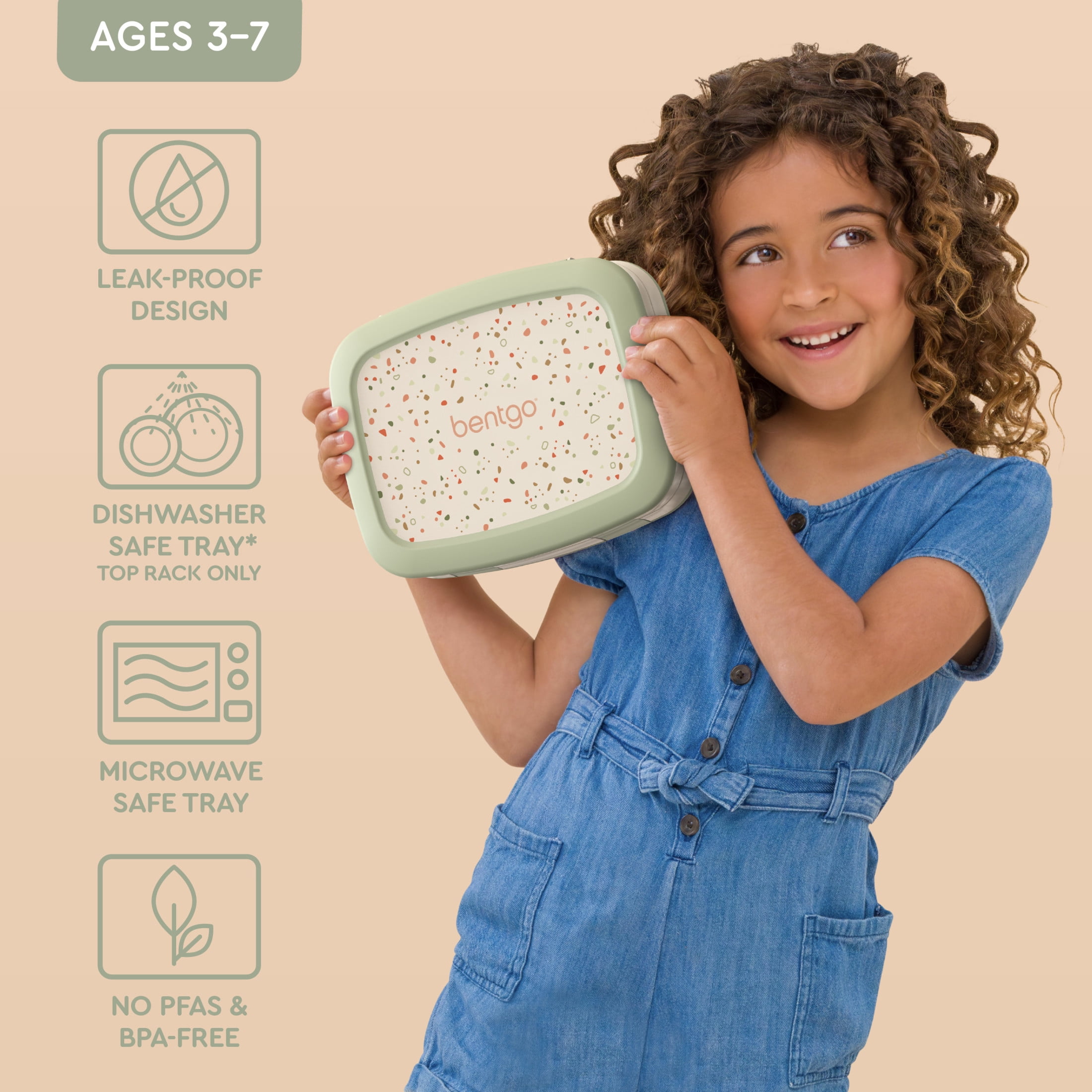 Bentgo Kids 5-Compartment Leak-Proof Bento-Style Lunch Box (Whimsy & Wonder Collection) - Ideal for Ages 3-7, Drop-Proof & Durable, Dishwasher Safe, & Made with BPA-Free Materials (Geo Speckle)