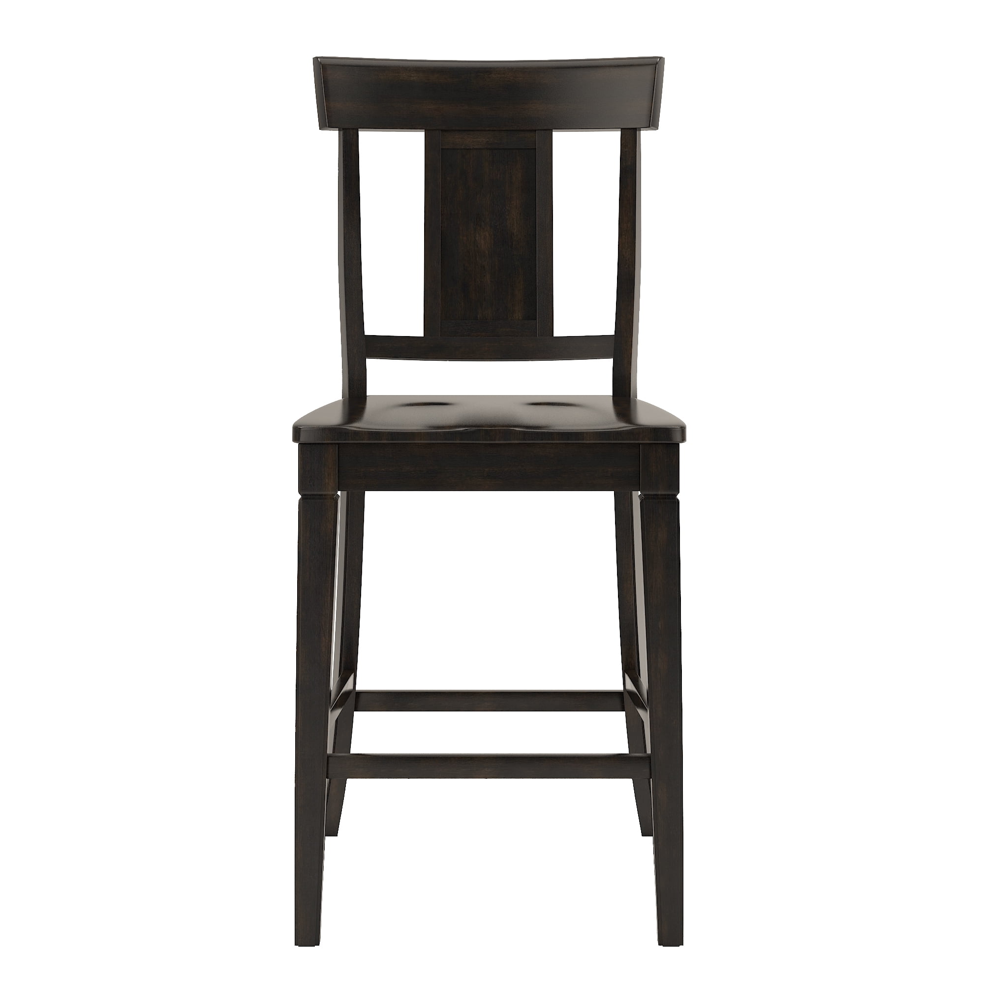 Weston Home Farmhouse Vintage Panel Back Solid Wood Counter Height Chair, Set of 2, Antique Black