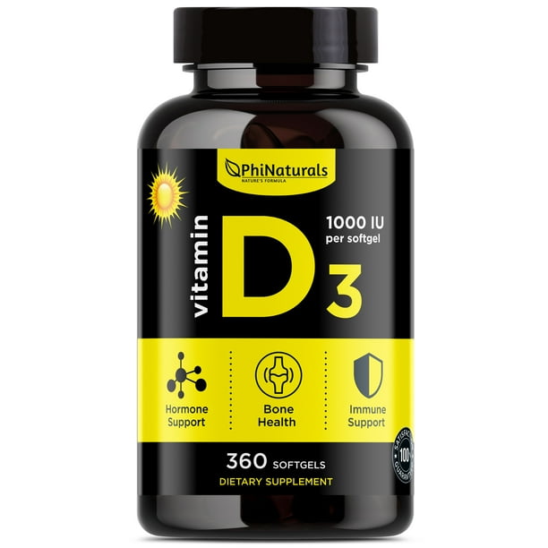 Vitamin D3 1000 IU Softgels [360 Count] Extra Virgin Olive Oil for