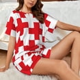 thumbnail image 4 of Fotbe Red Cross 1 Conjunto de Pijama Estampado para Mujer, 2 Piezas, Ropa de Dormir con Camiseta de Manga Corta y Shorts Suaves-4X-Large, 4 of 6
