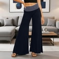 thumbnail image 2 of TGPMGRZ Foldover Yoga Pants Women Y2K High Waist Wide Leg Workout Lounge Flare Leggings Comfort Flowy Palazzo Bell Bottoms Dark Blue, Size S, 2 of 5