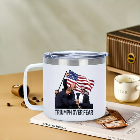 

Trump 2024 Triumph Over Fear - 14Oz Stainless Steel Insulated Mug With Handle & Lid Double-Walled Coffee Cup For Hot And Cold Beverages Perfect Gift For Trump Supporters Ideal For Outdoor Travel