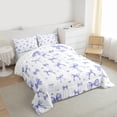 thumbnail image 3 of Homewish Cute Bow Knot Queen Comforter Set,Kawaii Stars Loves Bedding Sets,Blue Bowtie Bedding Comforter Set For Kids,Breathable Home Decor Reversible,3-Piece, 3 of 8