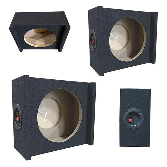 2X CA-F-150S-10-97-99 Shallow Single 10-Inch Sealed Subwoofer Box 5/8-Inch Medium-Density Fiberboard Vented Vehicle Speaker Box Enclosure Carpet Texture Terminal