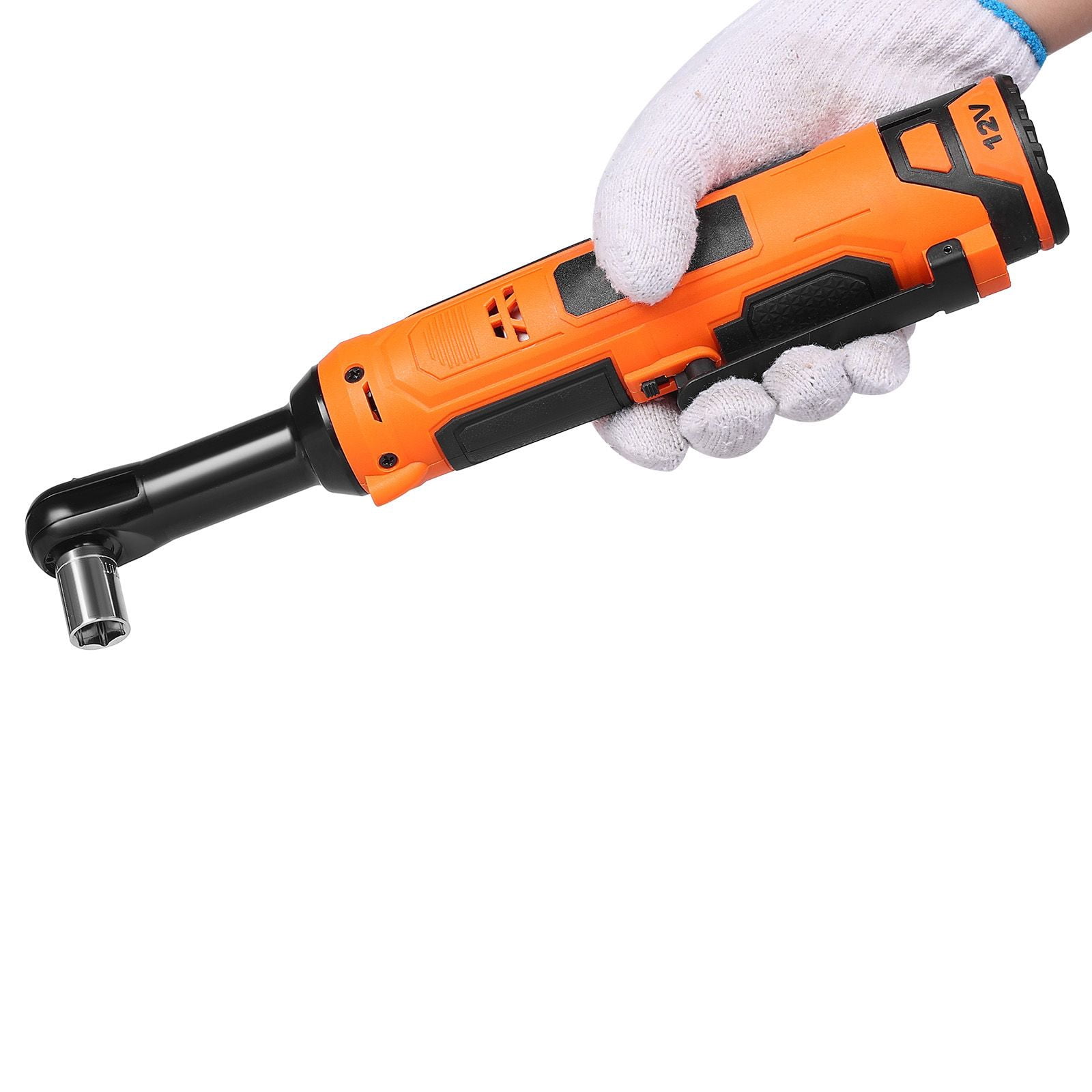Cordless Ratchet Wrench 3/8" with 33 ft-lbs Torque, 230 RPM, Dual 2000mAh Batteries, LED Light, for Automotive Mechanical Work