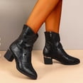 thumbnail image 6 of Taqqpue Women's Ankle Boots Plus Size Round Toe Mid Heel Side Zipper Comfortable Casual Dress Booties for Women Size 5.5-11 Fashion Dress Shoes Fall Winter Footwear Casual Walking, 6 of 10