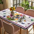 thumbnail image 3 of Spring Tulips Table Cloths for 5 Foot Rectangle Tables, Colorful Flowers Botanical Butterfly Farm Wooden Patio Waterproof Elastic Fitted Tablecloths, Washable Rectangular Table Cover for Camping, 3 of 8
