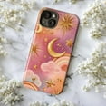 thumbnail image 5 of Celestial Moon and Stars Phone Case, Pink and Gold Rainbow Clouds iPhone Cover, Boho Cosmic Artistic Protective Case for iPhone 16 15 14 13 12 11 Plus Pro Max Mini, 5 of 6