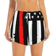 thumbnail image 2 of Picia Firefighters USA Flag Pattern Women's 2 in 1 Athletic Running Shorts High Waisted Workout Casual Gym Sweat Shorts with Comfy Liner Zipper Pockets-XX-Large, 2 of 9