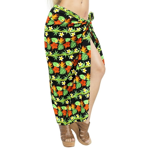 HAPPY BAY Women's Beachwear Summer Beach Wrap Bikini Wraps Sarong Skirt Swimsuit Swimwear Coverups Bathing Suit Swim Cover ups for Womens One Size Coal, Tropical