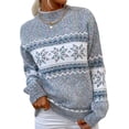 thumbnail image 3 of Suéter feo de Navidad para mujer Jersey de punto lindo impreso cuello redondo suéteres jerseys, 3 of 5