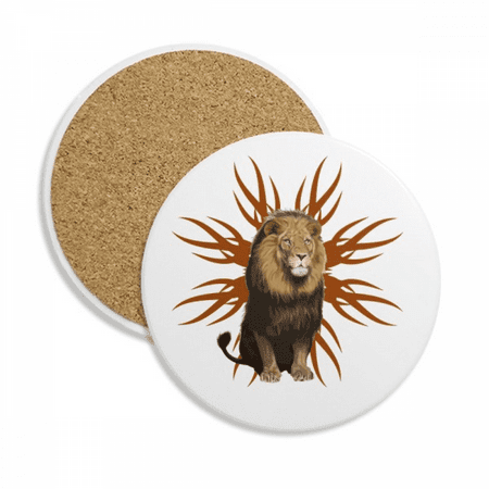 

Feline Lions Fierce Flames Coaster Cup Mug Tabletop Protection Absorbent Stone
