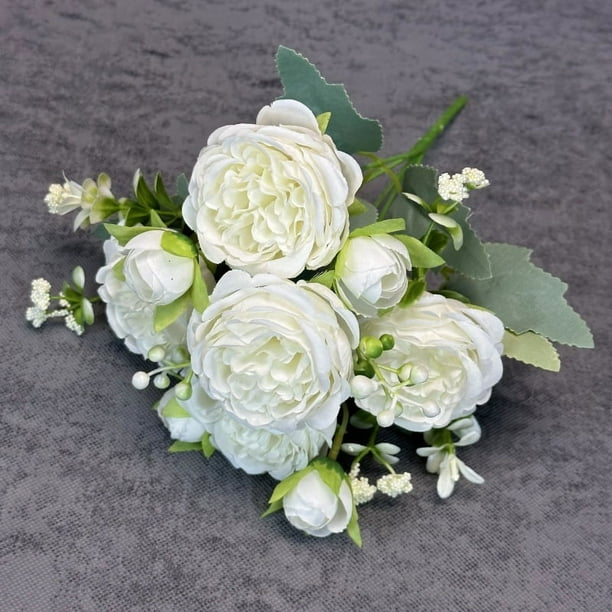 Nvzi 2 piezas de flores artificiales de tacto real, flores falsas para decoración del hogar, oficina, boda, arreglo de ramo de flores artificiales para decoración (blanco, 12,2 pulgadas de largo)