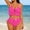Swimwear-819Hot Pink, variant on Bikini Sets for Women Plunge V Neck Ruffle Trim Top High Waisted Ruched Bottom Two Piece Bathing Suits Ribbed Beaded Details Flattering Pool Party