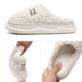 thumbnail image 5 of Yarkasie Slippers for Women Men, Soft Thick Memory Foam Slippers, Fuzzy Bedroom House Shoes Indoor, White Size 6, 5 of 9