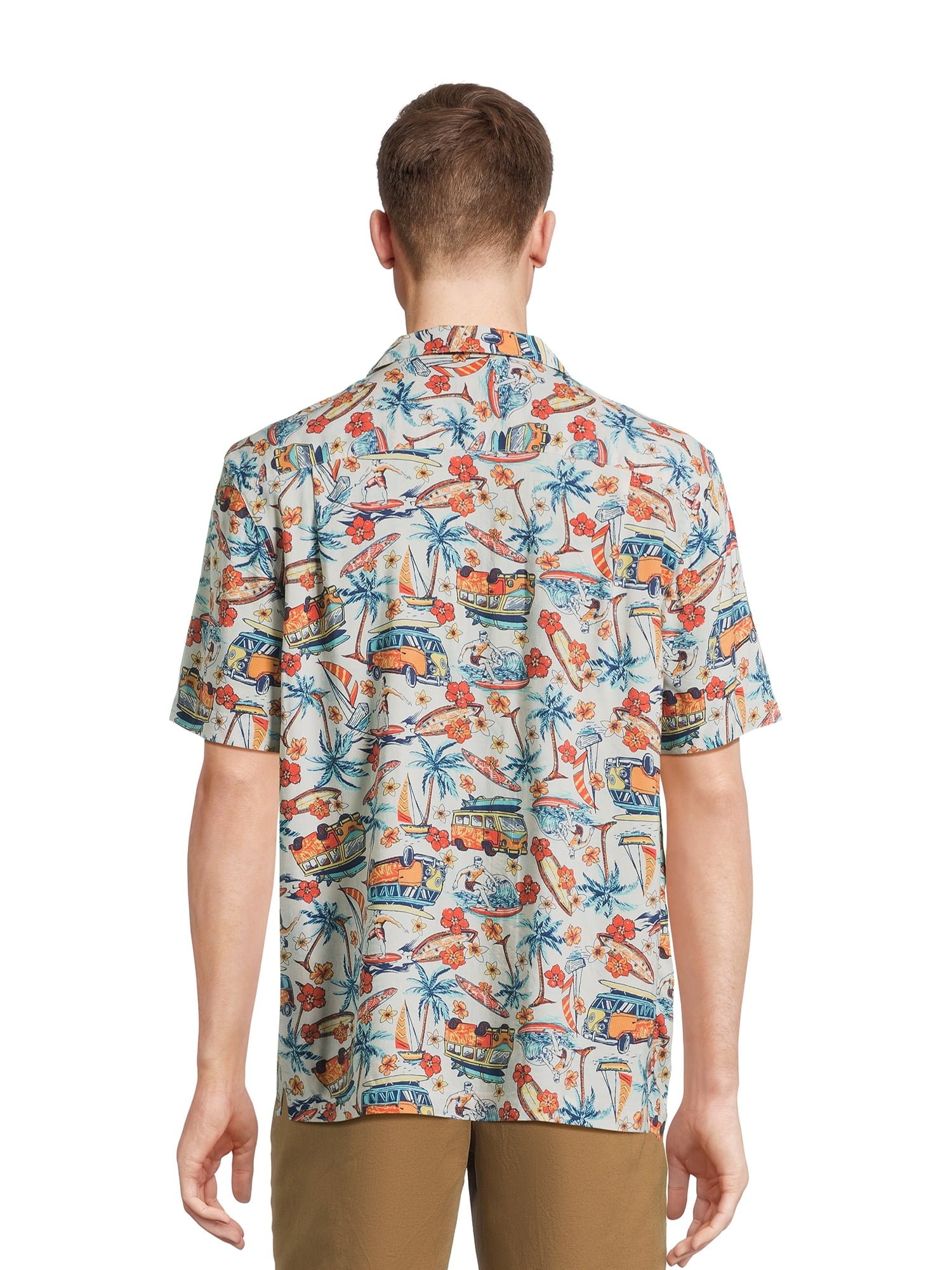 George Men's & Big Men's Short Sleeve Rayon Button-Up Camp Shirt, Sizes S-3XL