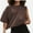 Coffee, variant on Women's Summer Casual Loose Fit Plain Soild Basic Short Sleeve Crop Tops T-Shirts