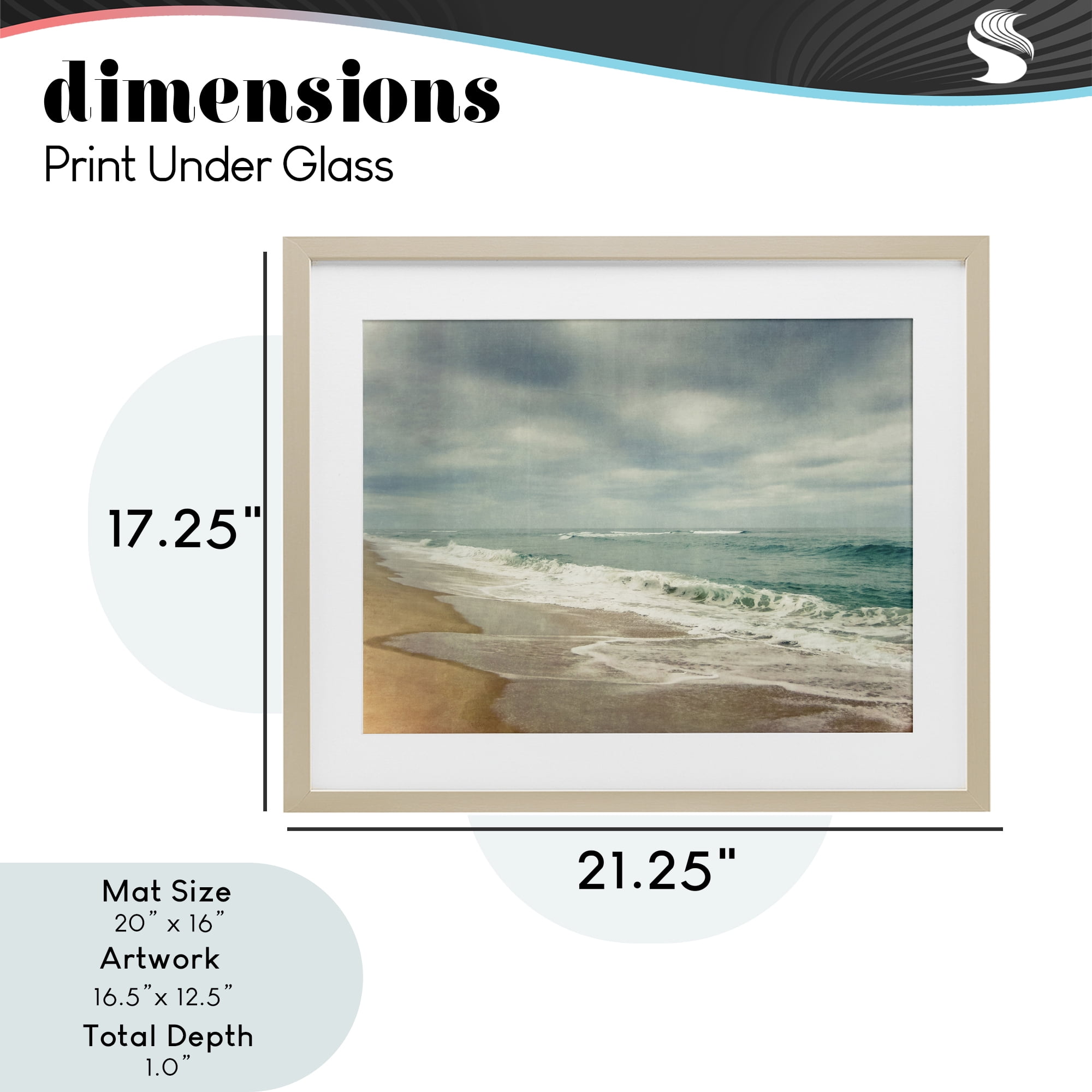 Stupell Industries Tranquil Waves Along Sandy Coast Birch Framed Print Under Glass, design by Dirk Wüstenhagen