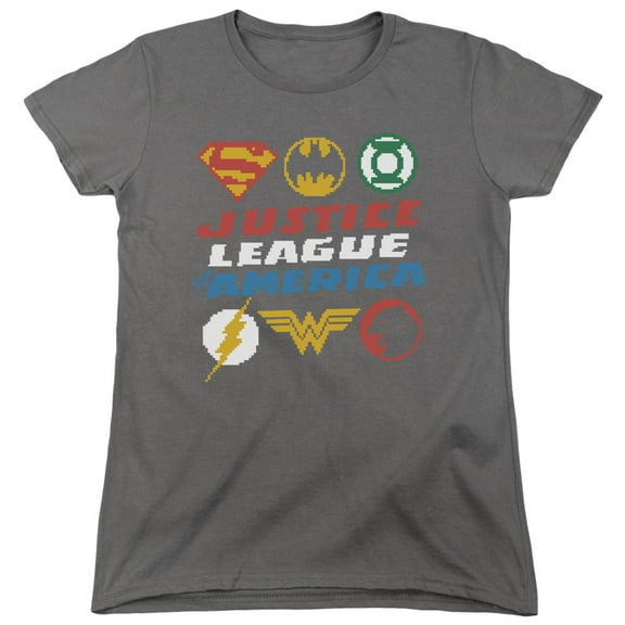 JLA Justice League Pixel LogoS/S S Women's T-Shirt Charcoal