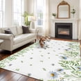 thumbnail image 2 of 5x7 Area Rugs for Living Room, Farmhouse Botancial Non Slip Area Rugs for Kitchen Bedroom Entryway, Pastoral Daisy Leaves Watercolor Washable Carpet Runner Rug Floor Mats for Bedroom Home Decor, 2 of 8