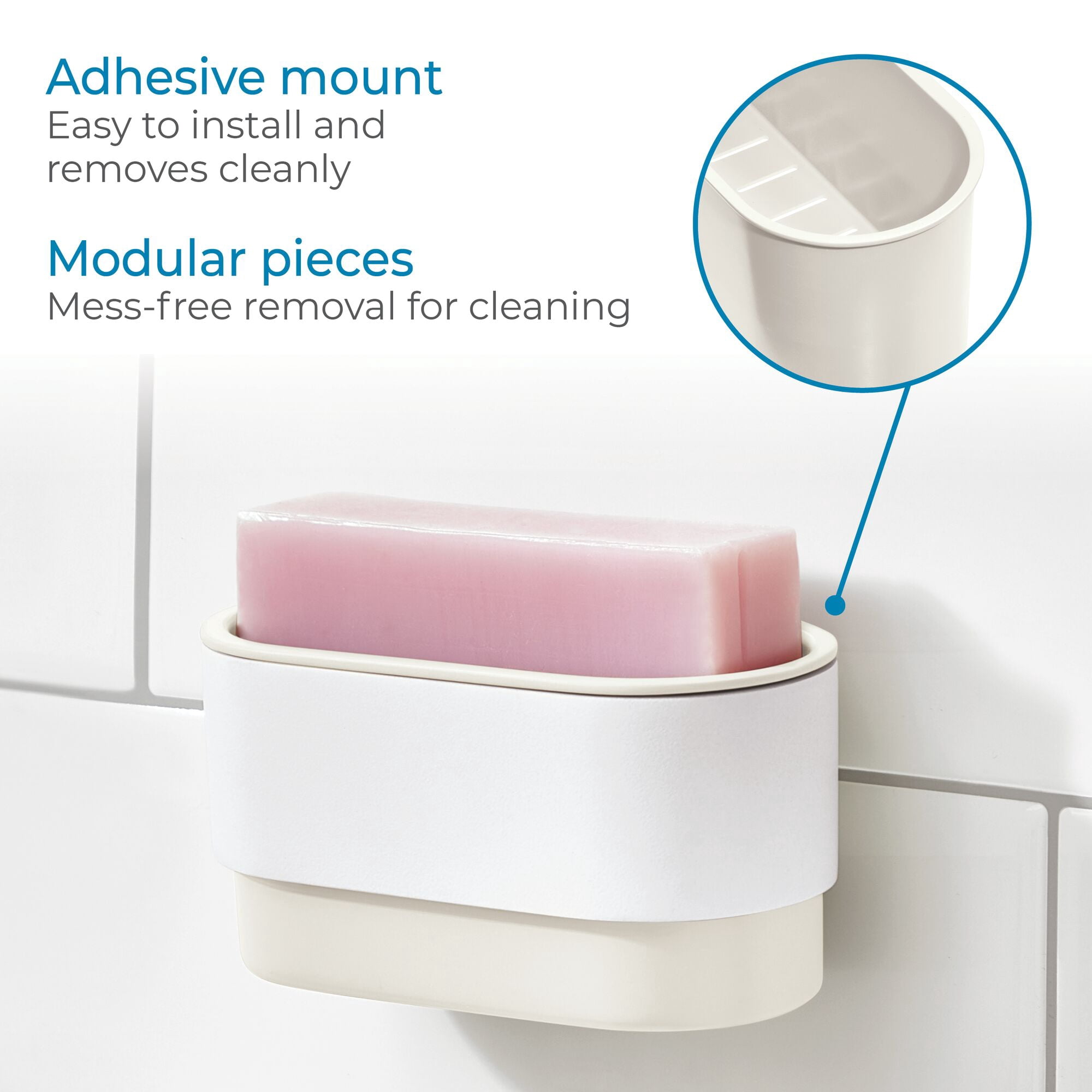 iDesign Adhesive Soap Dish – Orleans Collection - Coconut/White