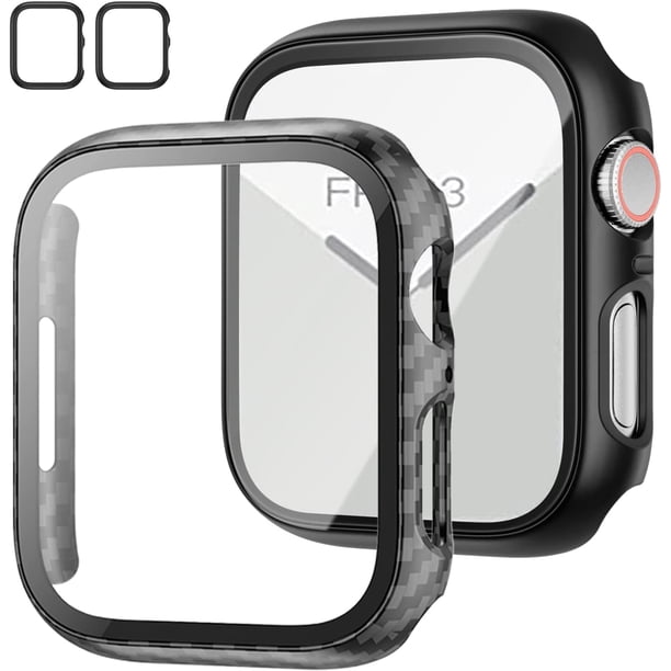 Paquete de 2 Estuches con Protector de Pantalla de Vidrio Templado para Apple Watch Series 9/8/7 41 mm, JZK Slim Guard Parachoques Cubierta Protectora de PC Dura de Cobertura Completa Estuche Delgado