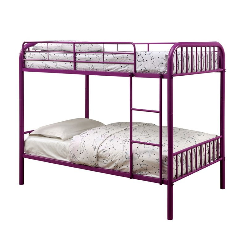Furniture Of America Capelli Twin Over, Purple Metal Bunk Bed