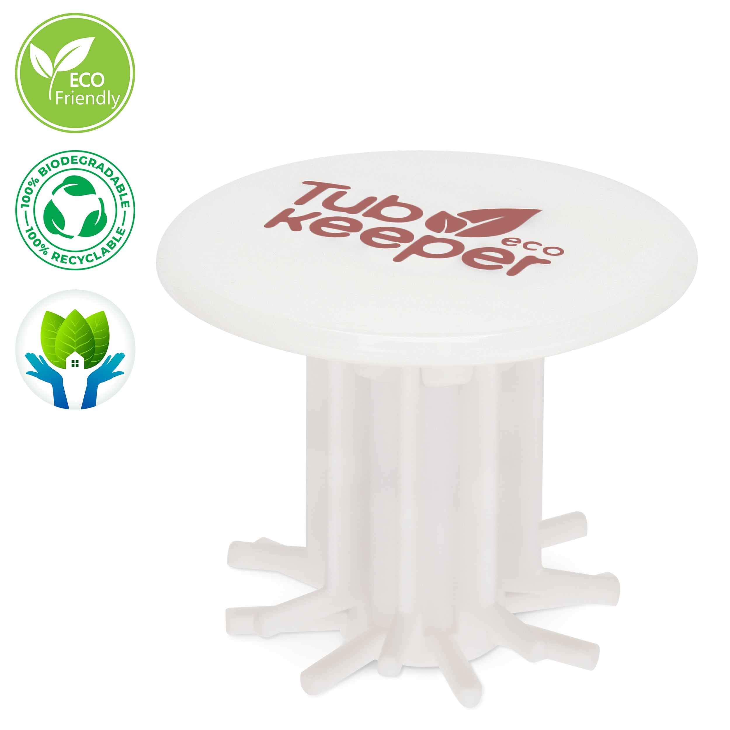 TubKeeper PBAT Drain Bathtub Hair Catcher 100% Biodegradable Tub Protector Cover for Kitchen Balcony, White
