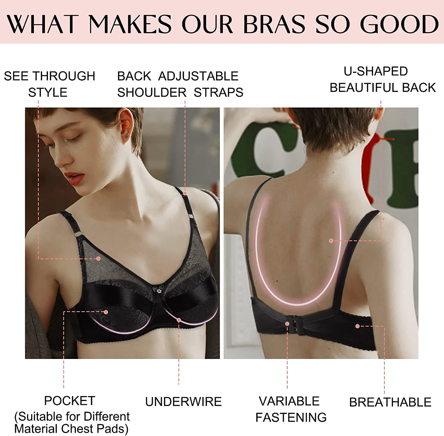 Vollence Silicone Breast Form Pocket Bra for Mastectomy Crossdresser Cosplay
