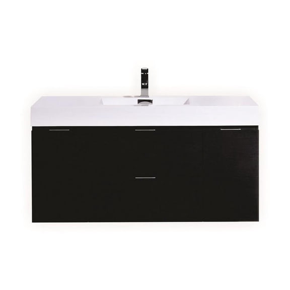 KubeBath Bliss 48" Black Wall Mount Single Sink Modern Bathroom Vanity