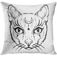 thumbnail image 4 of Throw Pillow Covers 20x20 Inches Home Decor Set of 4 Pillow Cases Decorative for Bed Sofa Cushion Couch Outdoor Capricorn Cat Feather Moth Gothic Pillowcases (Black and White), 4 of 5