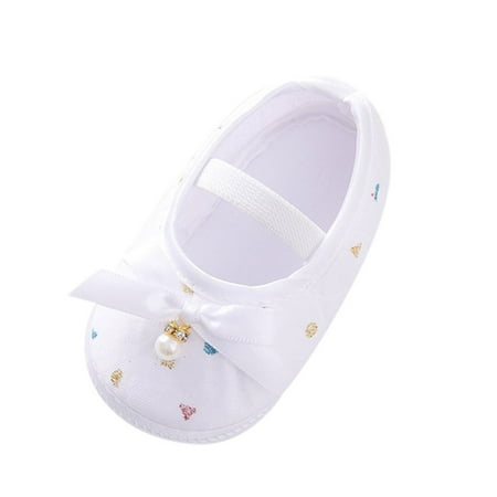 

Toddler Baby Shoes Pearl Bowknot Mary Jane Soft Sole Lightly Comfy Non-Slip Prewalker Shoes for Kids Size 12;3-6 M