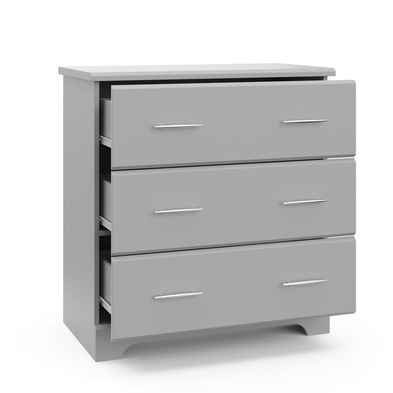 Storkcraft Brookside 3 Drawer Modern Vertical Dresser Pebble Gray