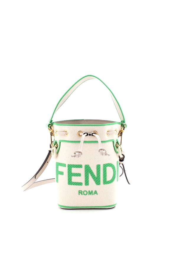 Pre-Owned Logo Mon Tresor Bucket Bag Embroidered Canvas Mini By Rebag