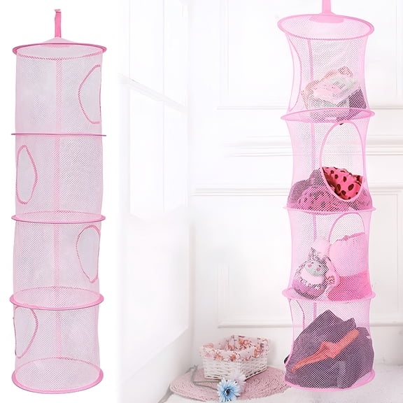 XIBUFE Hanging Mesh Stuffed Animal Storage,Large Plush Toys Net Organizer,Hanging Mesh Organizer,Foldable Space Saver Bags Plushie Basket Organization Holder for Playroom Wardrobe Wall,43.3"x11.8"