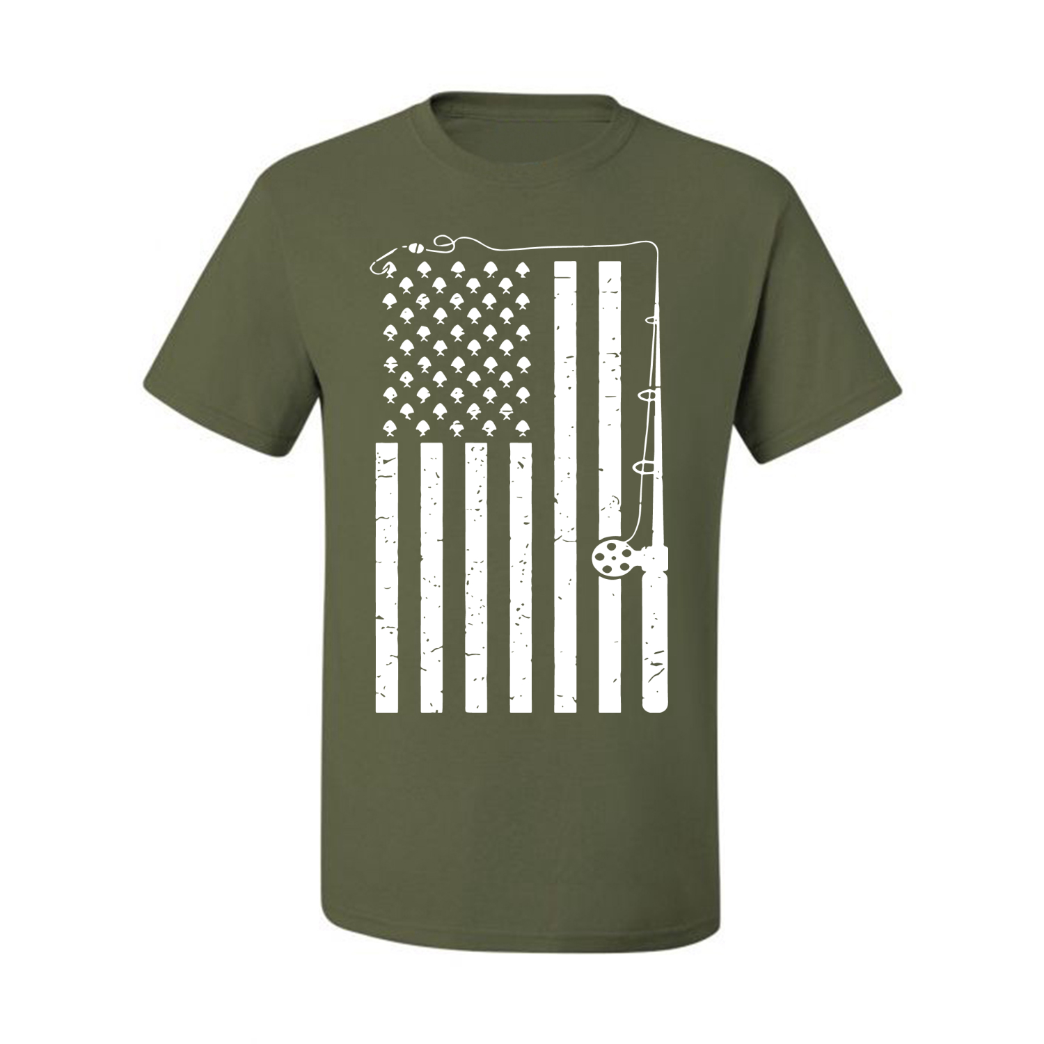 American Flag Fishing Rod USA Pride | Mens Fishing Graphic T-Shirt, Royal,  Medium