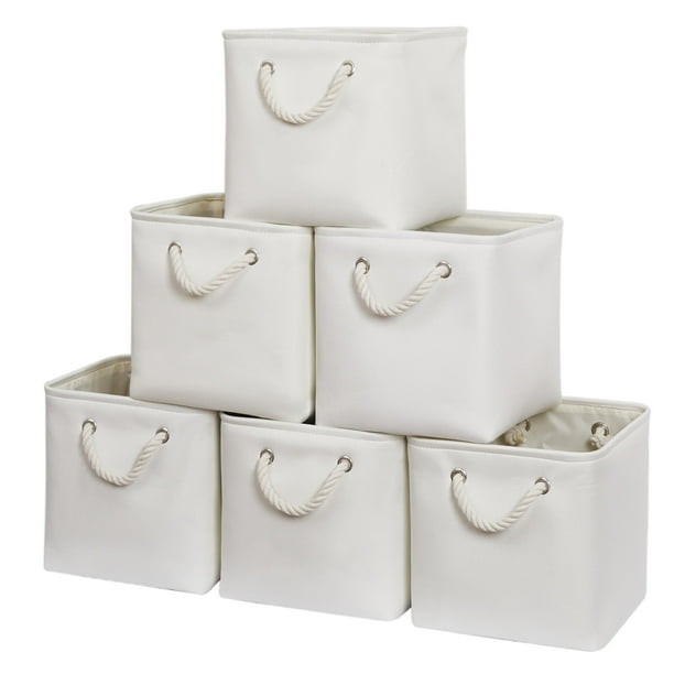 Cubos de almacenamiento ISEMINGLA, 28 x 28 cm, 6 unidades, tela blanca