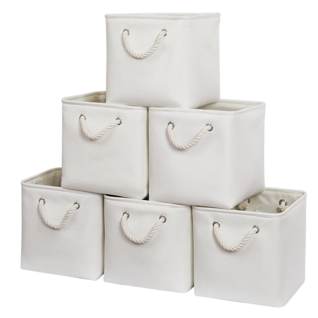 Cubos de almacenamiento ISEMINGLA, 28 x 28 cm, 6 unidades, tela blanca