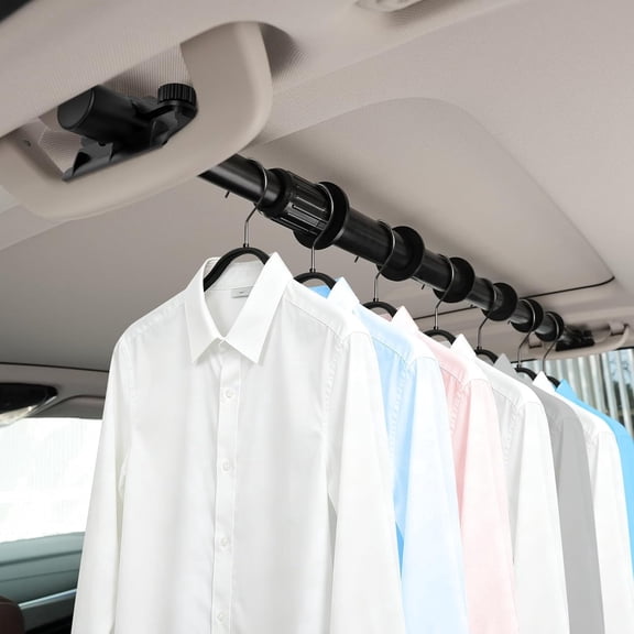 Car Clothes Hanger Bar, Adjustable Telescopic Car Clothes Rack 35-59 Inches, Suitable For Most Cars Trucks SUVs RVs Road Travelers