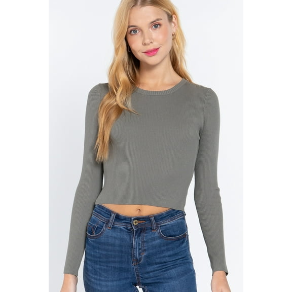 Long Slv Open Back Sweater Top S
