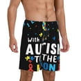 thumbnail image 2 of Pofeuu I Love With Autism To The Moon And Back Print Men's Soft Woven Elastic Waistband Sleep Pajama Short-4X-Large, 2 of 6