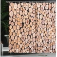 thumbnail image 4 of Ambesonne Rustic Shower Curtain, Wooden Lumber Tree Logs, 69"Wx75"L, Cream, 4 of 5