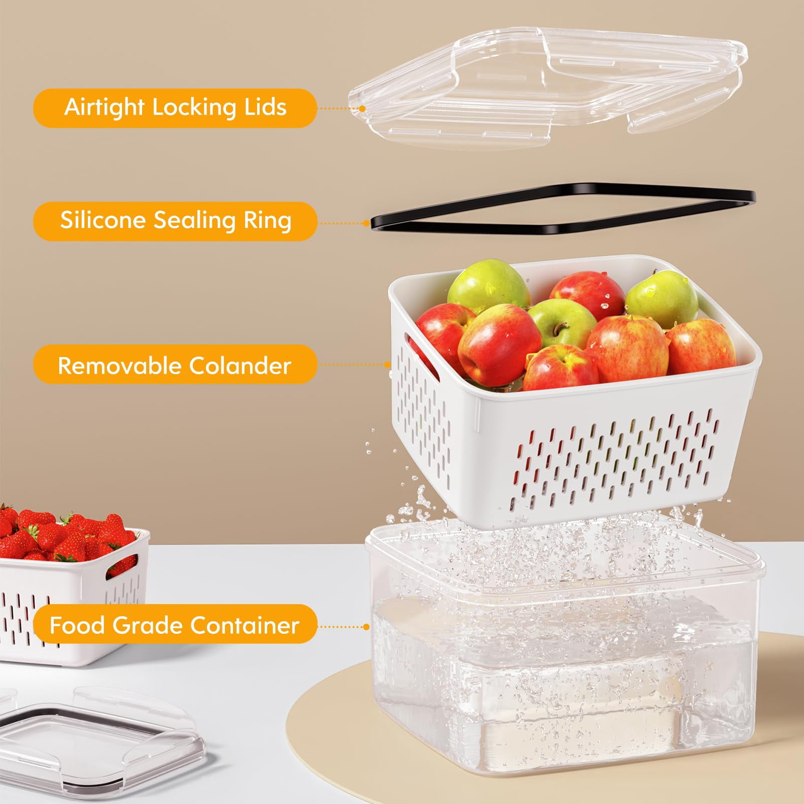 6 Fruit Storage Containers For Fridge With 6 Removable Colanders  Bpa Free Food Dishwasher & Microwave Safe Produce Keep Fruits Vegetables Berry Meat Fresh Longer
