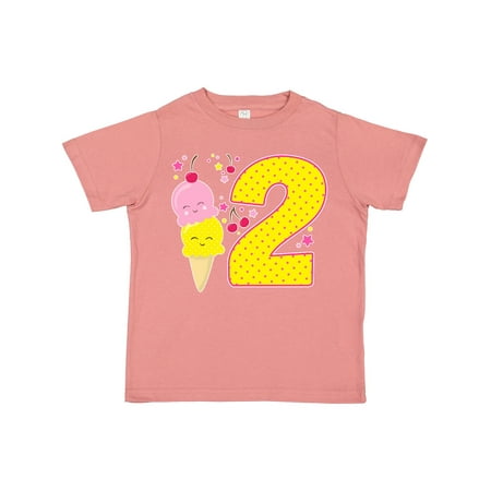 

Inktastic Ice Cream Second Birthday Pink Gift Toddler Boy or Toddler Girl T-Shirt