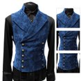 thumbnail image 5 of Joernso Casual Men Waistcoat Stand Collar Solid Color Double Breasted Slim Fit Vest for Working, 5 of 7